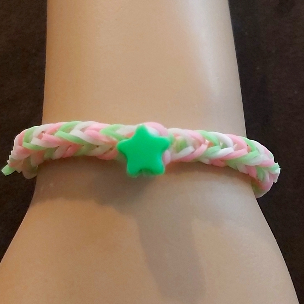 Yellow green and white bracelet